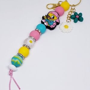 Handmade Cool Tweety Bird Silicone Beaded Keychain